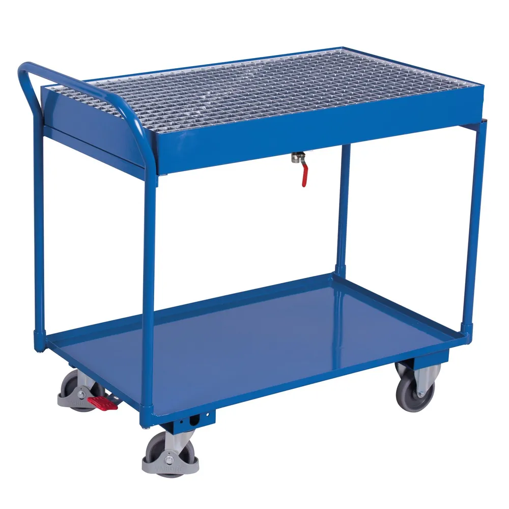 VARIOfit - Tischwagen 250kg, 1125 x 625 x 1010mm, 2 Ladeflächen, Gitterrost