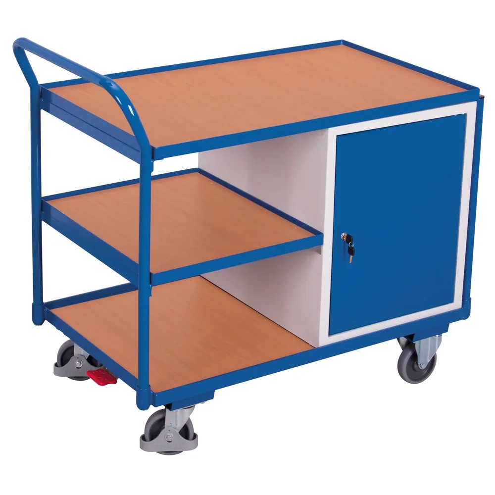 VARIOfit - Werkstattwagen 250kg, 1125 x 625 x 1010mm, 3 Ladeflächen , 1 Schrank