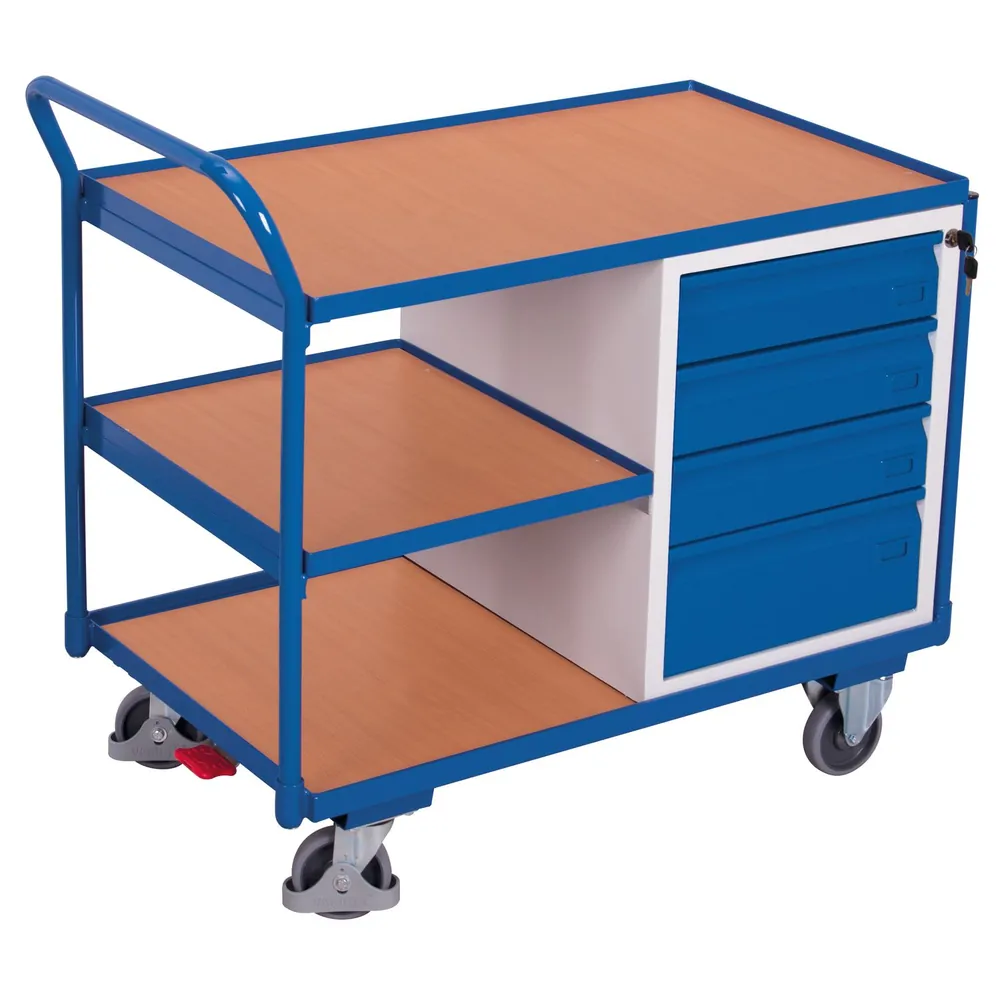 VARIOfit - Werkstattwagen 250kg, 1125 x 625 x 1010mm, 4 Schubladen , 3 Ladeflächen