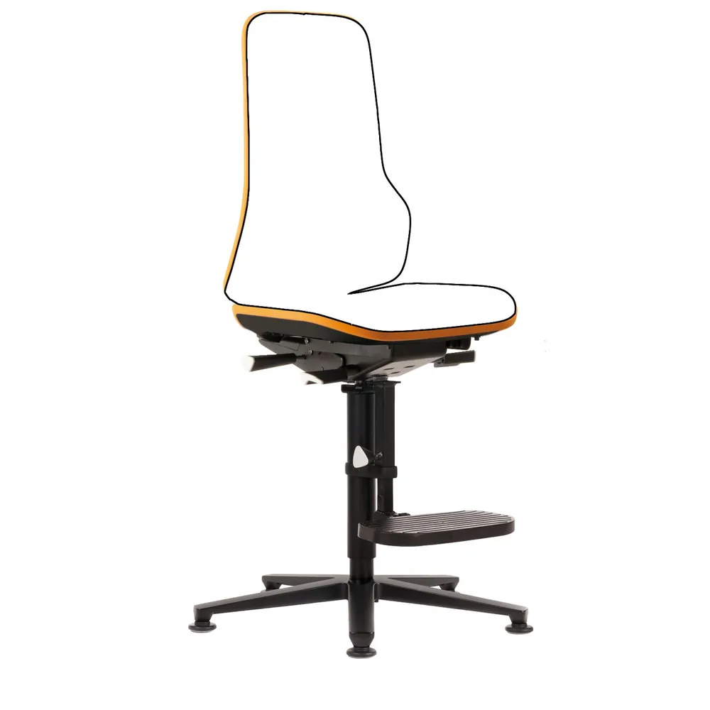 bimos - Basis-Stuhl NEON mit Synchrontechnik, Aufstiegshilfe und Gleiter, orange