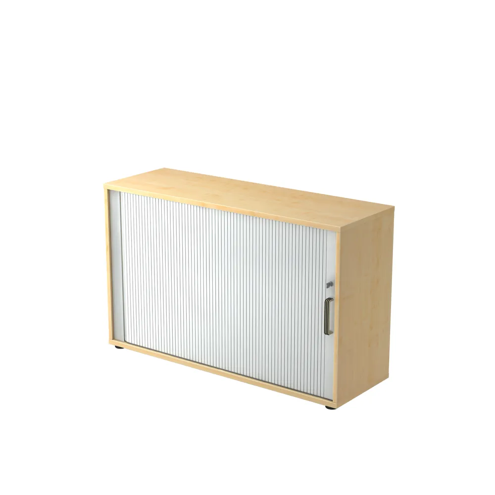 Hammerbacher - Rolladenschrank 120 x 40 x 74,8cm Ahorn/Silber