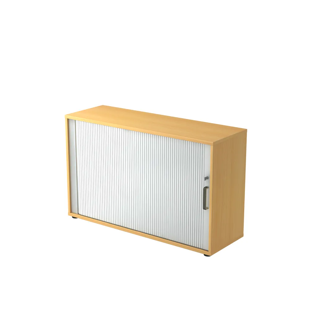 Hammerbacher - Rolladenschrank 120 x 40 x 74,8cm Buche/Silber