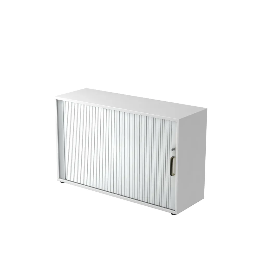 Hammerbacher - Rolladenschrank 120 x 40 x 74,8cm Weiß/Silber