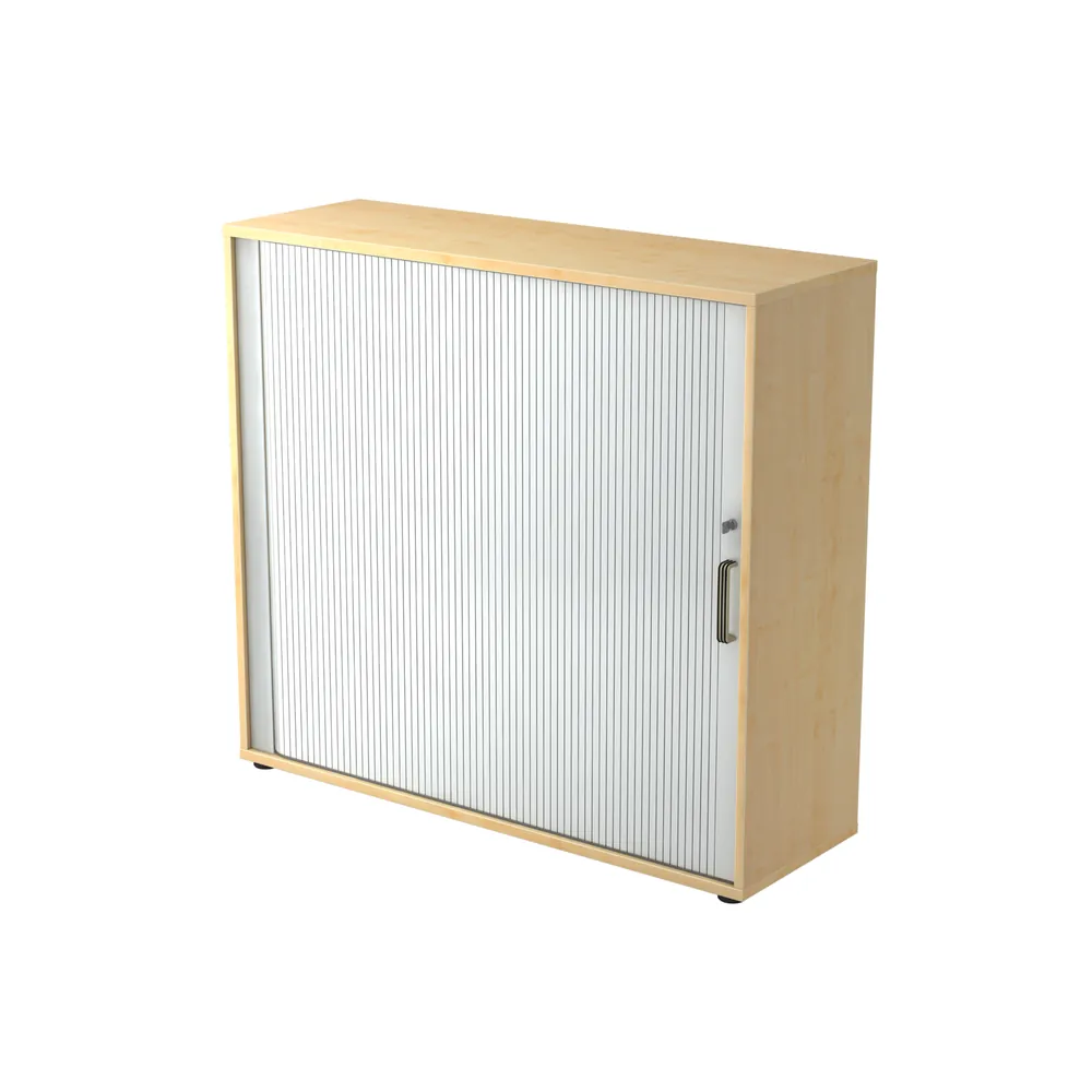 Hammerbacher - Rolladenschrank 120 x 40 x 110cm Ahorn/Silber