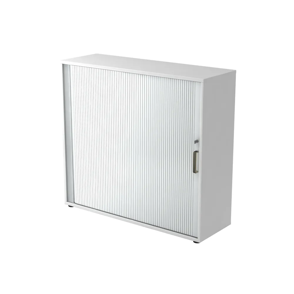 Hammerbacher - Rolladenschrank 120 x 40 x 110cm Weiß/Silber