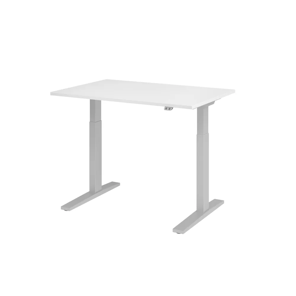 Hammerbacher - Schreibtisch XMKA12 120 x 80 cm, Farbe silberweiß