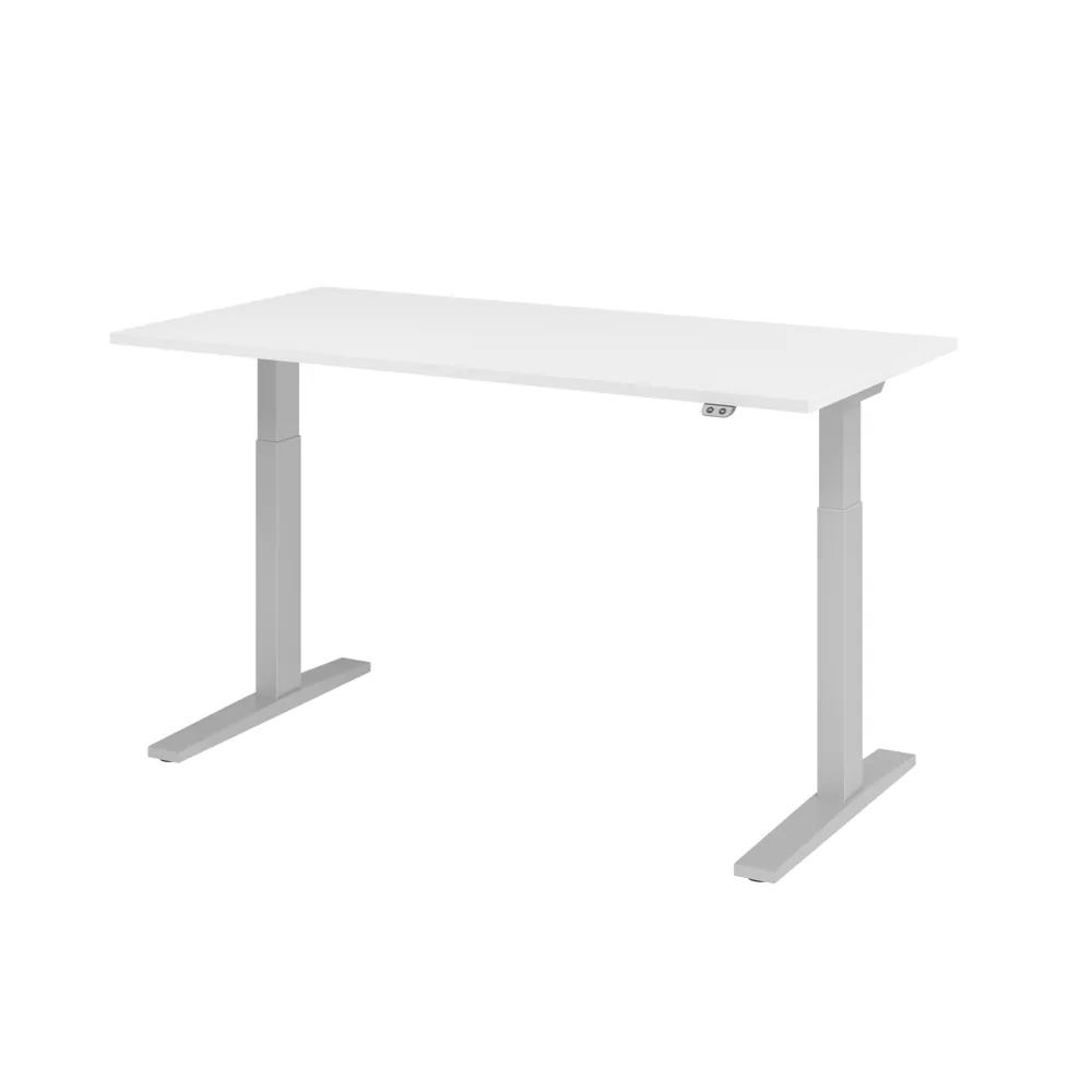 Hammerbacher - Schreibtisch höhenverstellbar 1600x800x700 Platte Weiß