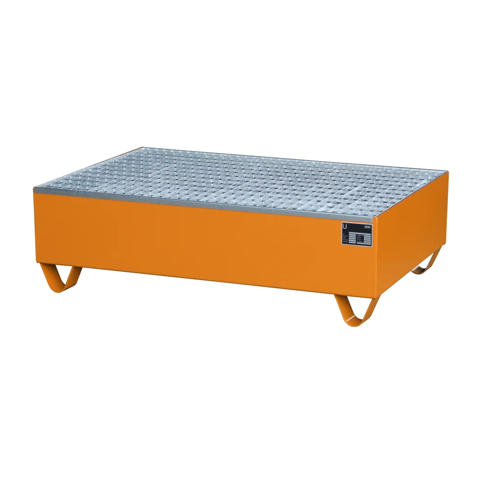 BAUER - Auffangwanne mit Gitterrost 1200 x 800 x 360mm, lackiert orange RAL 2000