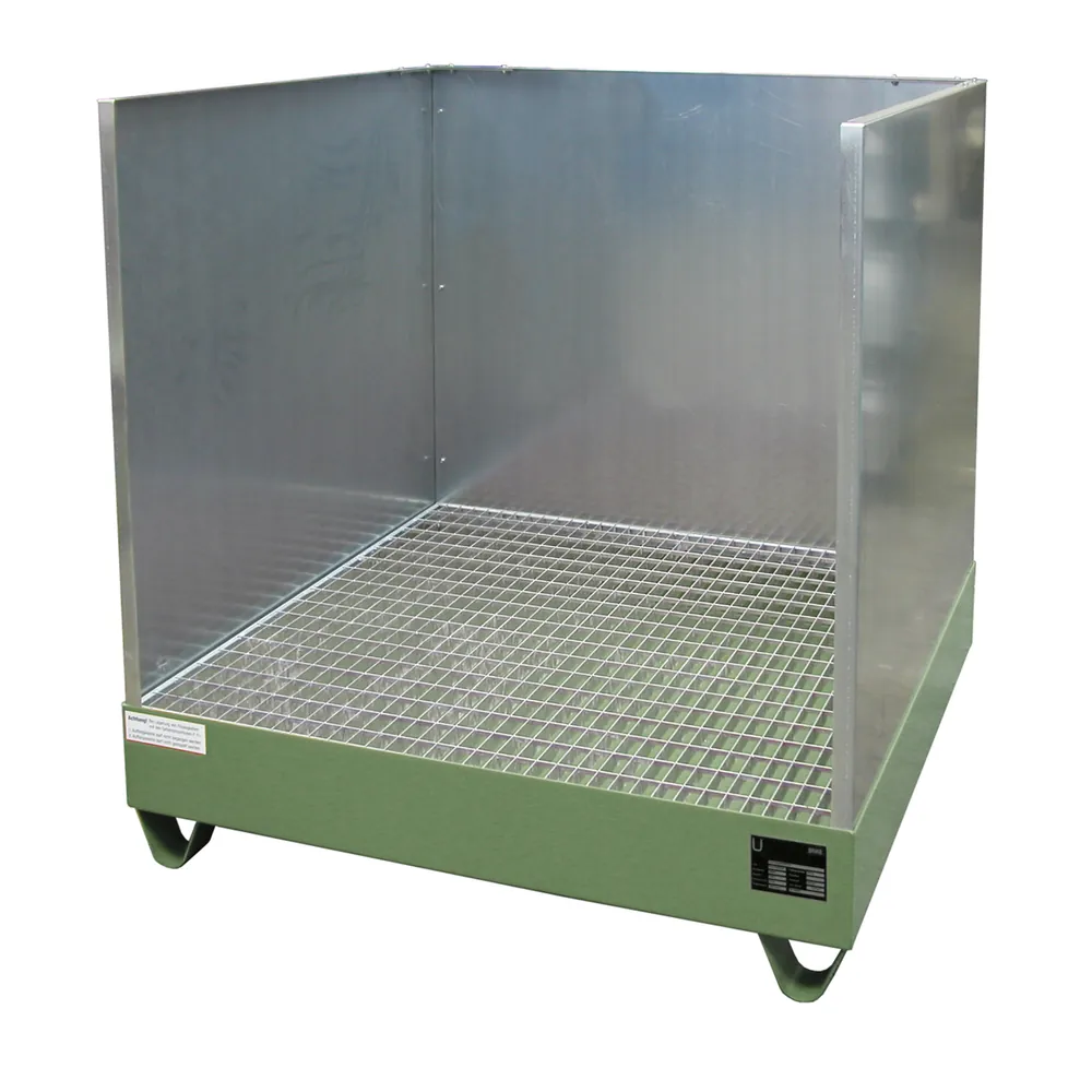 BAUER - Auffangwanne mit Gitterrost 1200 x 1200 x 285mm, lackiert grün RAL 6011