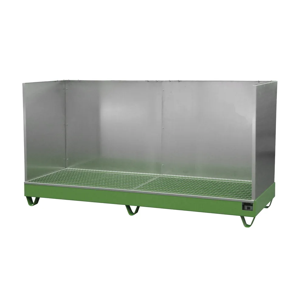 BAUER - Auffangwanne mit Gitterrost 2400 x 800 x 250mm, lackiert grün RAL 6011 Hover Image