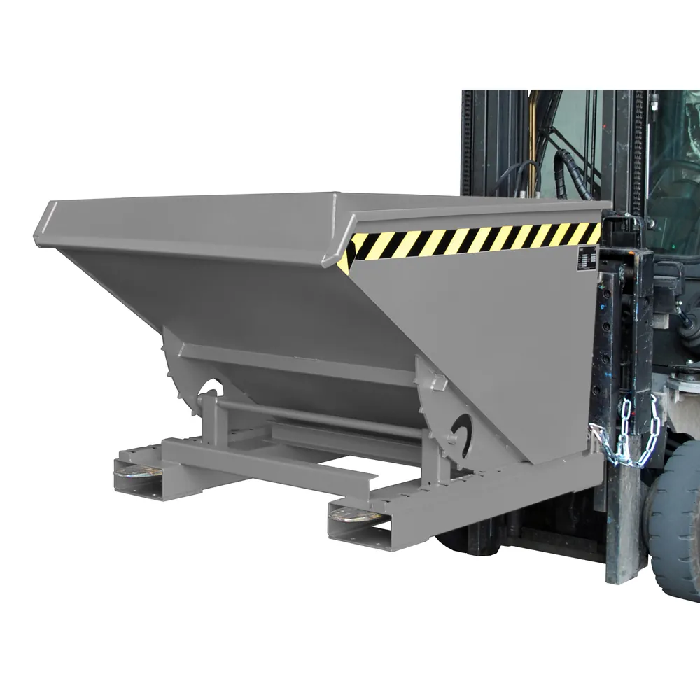 BAUER - Kippbehälter Abrollsystem 0,6m³, 1260 x 1070 x 835mm, lackiert grau