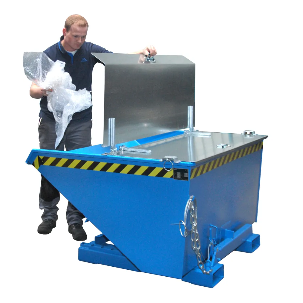 BAUER - Kippbehälter Abrollsystem 0,6m³, 1260 x 1070 x 835mm, lackiert blau Hover Image