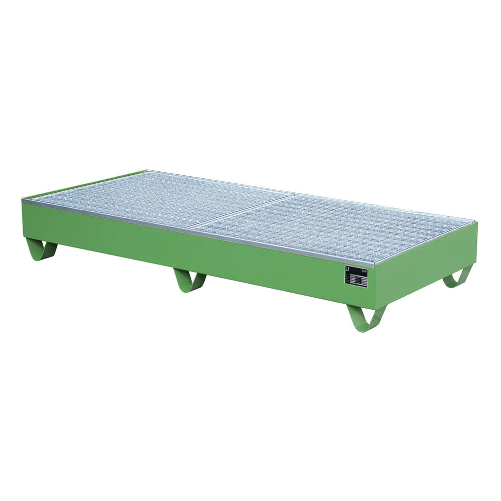 BAUER - Auffangwanne mit Gitterrost 1800 x 800 x 275mm, lackiert grün RAL 6011