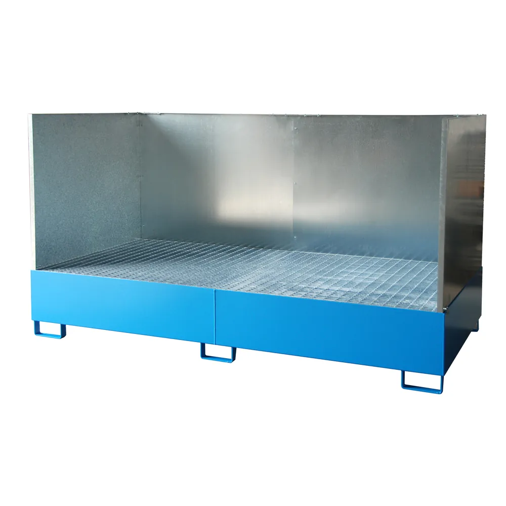 BAUER - Auffangwanne AW 1000-2, 200-l-Fass, 2650x1300x435, RAL 5012