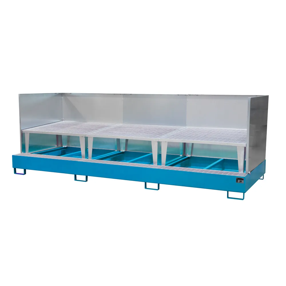 BAUER - Auffangwanne AWA 1000-3, 3x IBC, blau RAL 5012