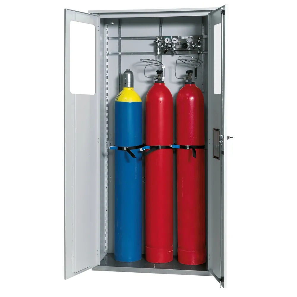asecos® - Druckgasflaschenschrank einwandig mit Fenster für 3 Flaschen à 50 Liter