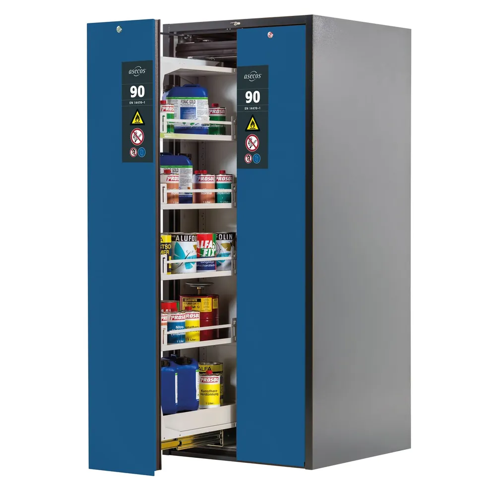 asecos® - Sicherheitsschrank V-Line 819 x860 x 1966mm, RAL 5010/7035, 8 Fachböden
