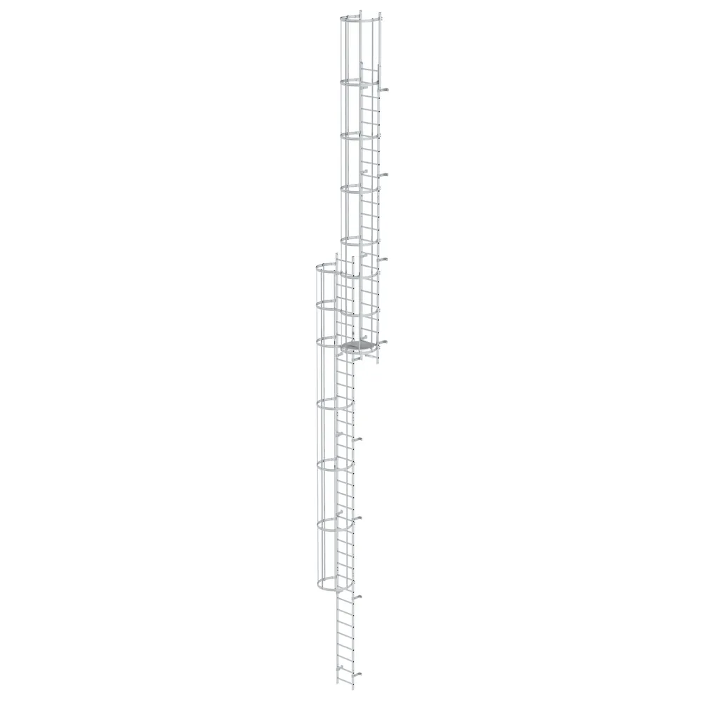 MUNK - Mehrzügige Steigleiter mit Rückenschutz (Bau) Aluminium blank 15,48m