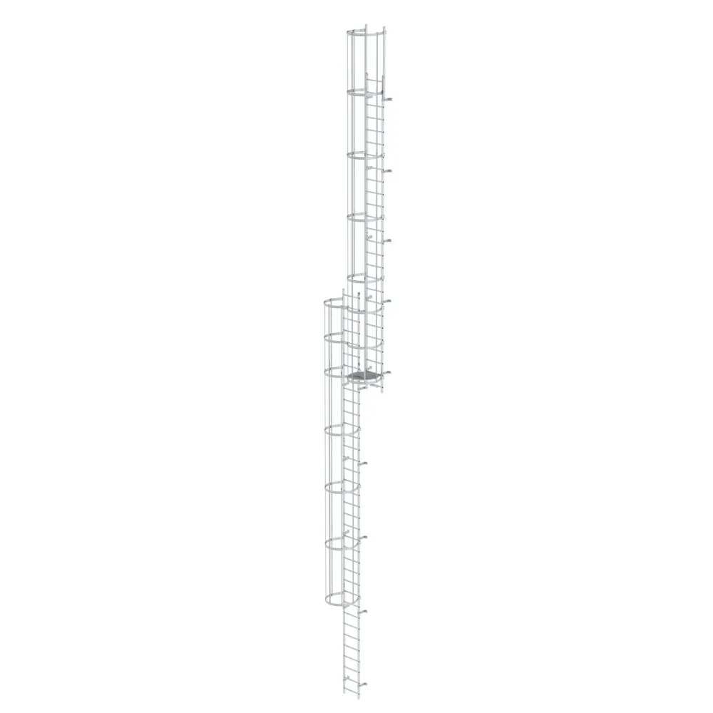 MUNK - Mehrzügige Steigleiter mit Rückenschutz (Bau) Aluminium blank 16,32m