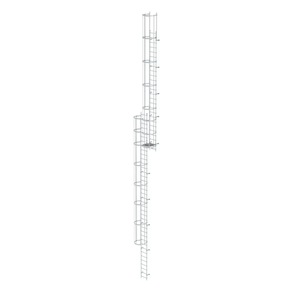 MUNK - Mehrzügige Steigleiter mit Rückenschutz (Bau) Aluminium blank 17,16m