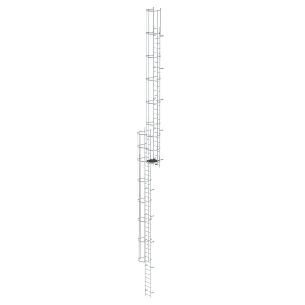 MUNK - Mehrzügige Steigleiter mit Rückenschutz (Bau) Aluminium blank 18,28m
