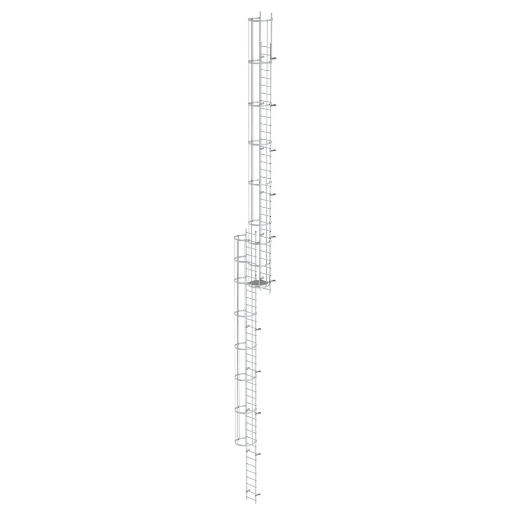 MUNK - Mehrzügige Steigleiter mit Rückenschutz (Bau) Aluminium blank 19,12m