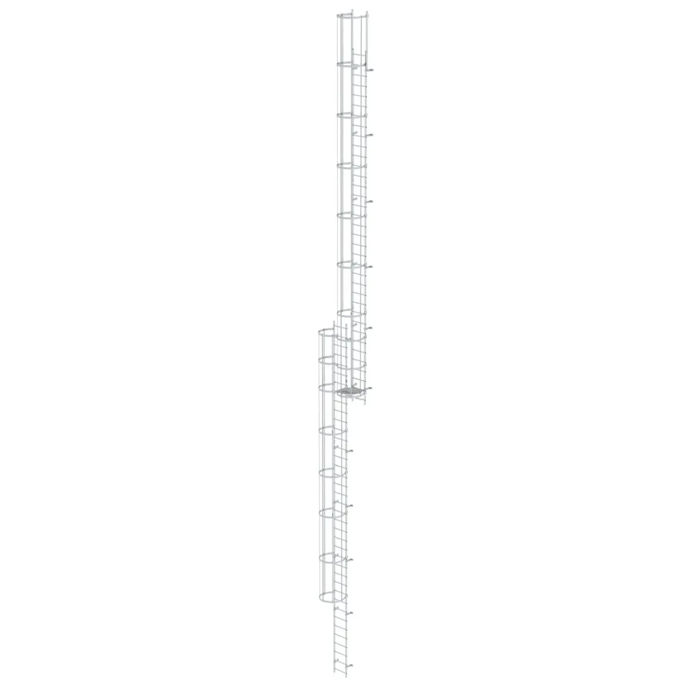 MUNK - Mehrzügige Steigleiter mit Rückenschutz (Bau) Aluminium blank 19,96m