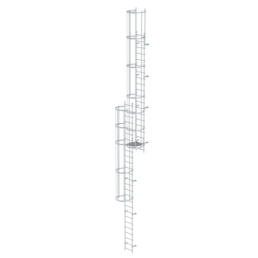 MUNK - Mehrzügige Steigleiter mit Rückenschutz (Notleiter) Aluminium blank 12,12m