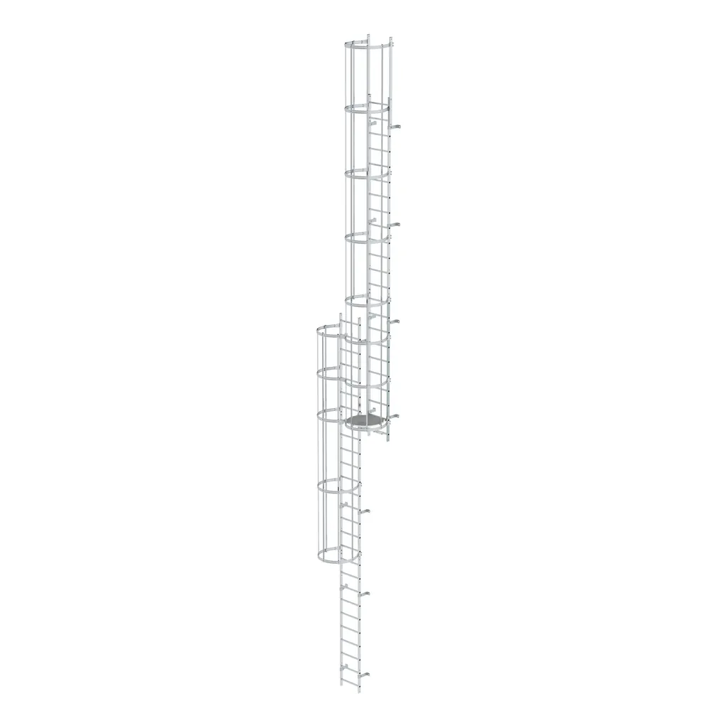 MUNK - Mehrzügige Steigleiter mit Rückenschutz (Notleiter) Aluminium blank 12,96m