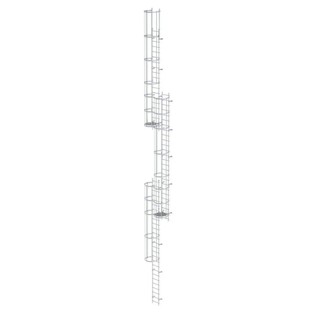 MUNK - Mehrzügige Steigleiter mit Rückenschutz (Notleiter) Aluminium blank 17,16m