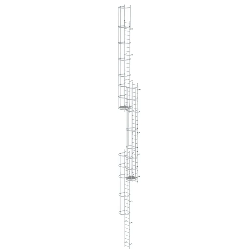 MUNK - Mehrzügige Steigleiter mit Rückenschutz (Notleiter) Aluminium blank 18,00m
