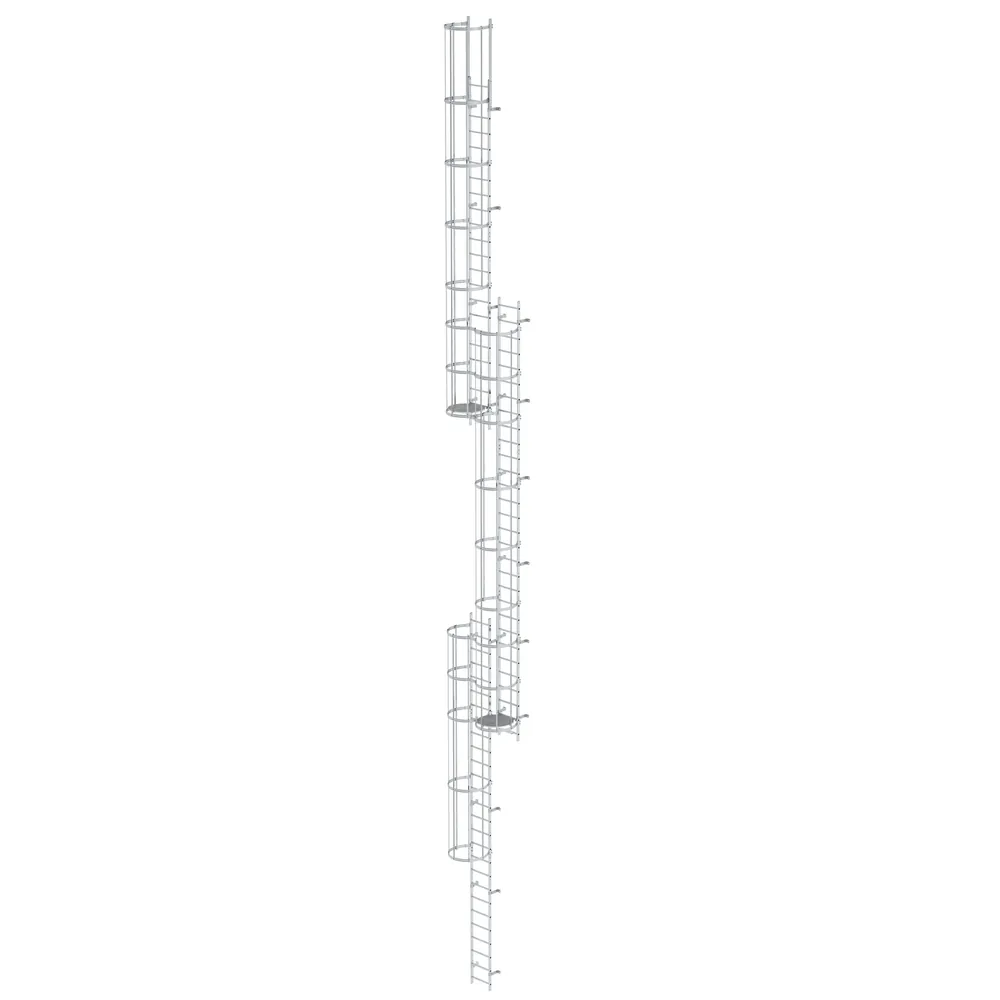 MUNK - Mehrzügige Steigleiter mit Rückenschutz (Notleiter) Aluminium blank 18,84m