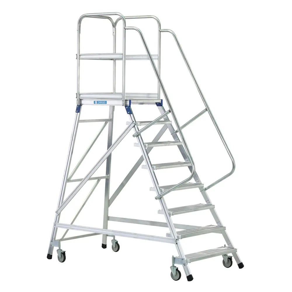ZARGES - Podesttreppe 6 Stufen, beidseitig, fahrbar Plattform B600mm L800mm, Stufe T200mm Hover Image
