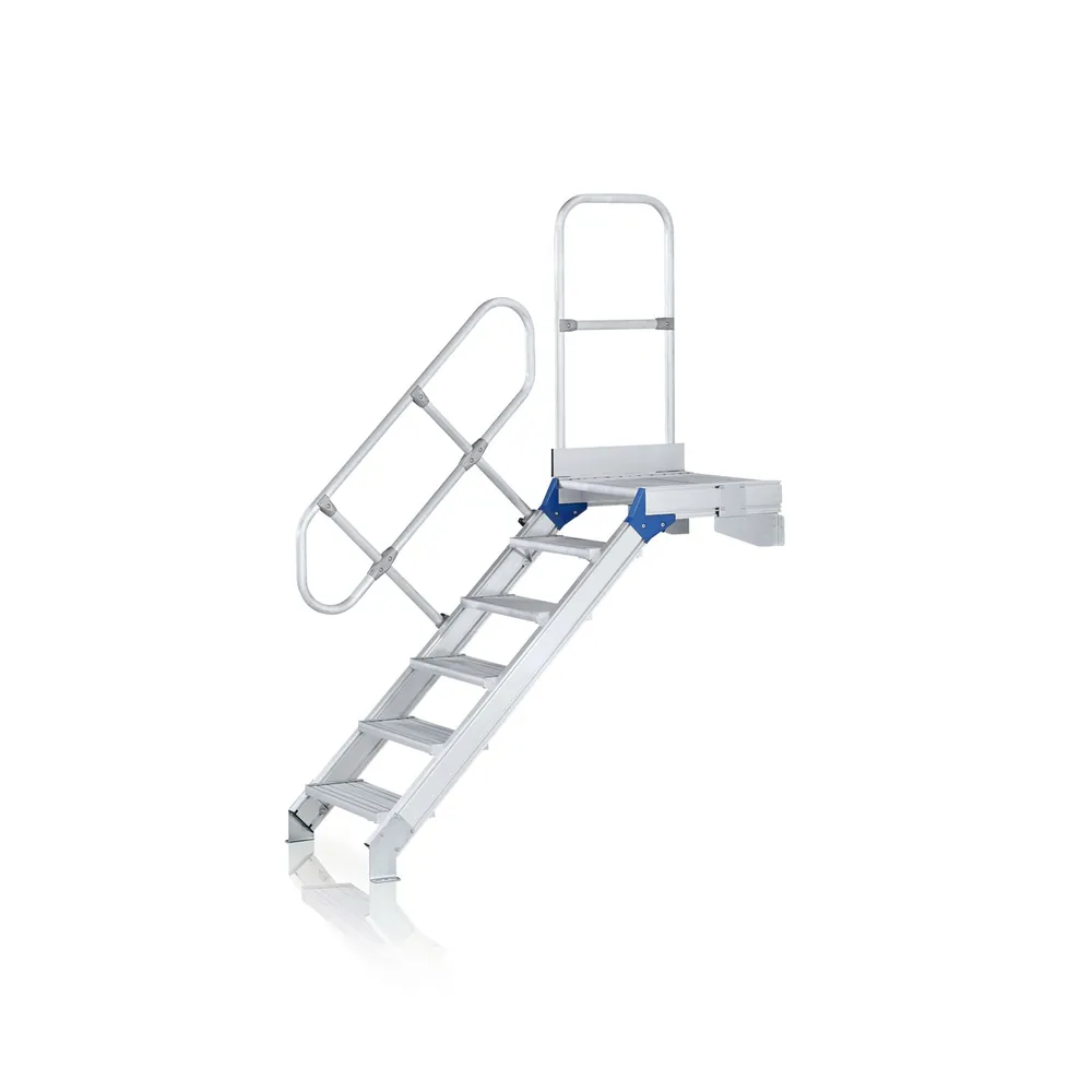 ZARGES - Treppe 7 Stufen, 45°, Stufenbreite 600mm, einseitiger Handlauf