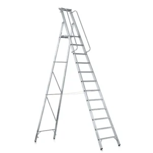ZARGES - Stehleiter 10 Stufen, Aluminium, einseitig begehbar, H 3.720mm, B 800mm