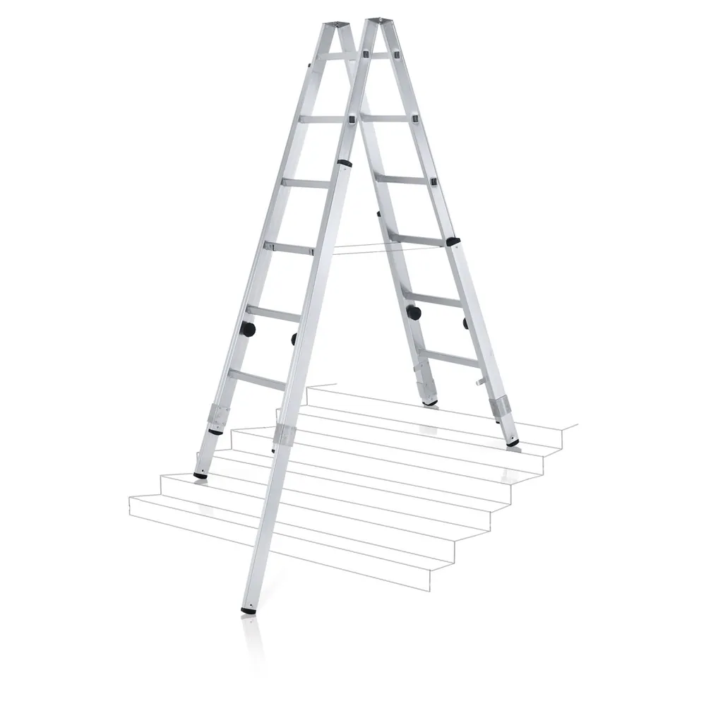 ZARGES - Stehleiter 2 x 6 Sprossen, Aluminium, beidseitig begehbar