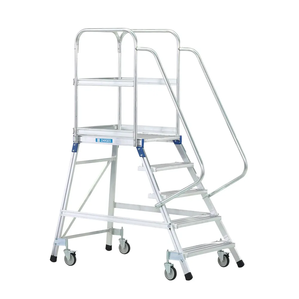 ZARGES - Podesttreppe 3 Stufen, fahrbar Plattform B600mm L800mm, Stufe T200mm Hover Image