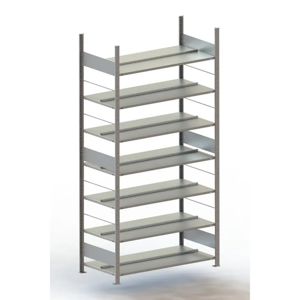 META® - Büro-Grundregal Compact 2500 x 1250 x 600 RAL 7035 mit 7 Böden ohne Abdeckboden