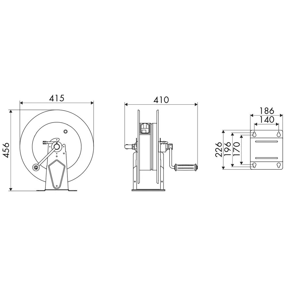 ELMAG - Manueller Schlauchaufroller Edelstahl Serie 430 74340/20, max. 130°C bis 100 bar Hover Image
