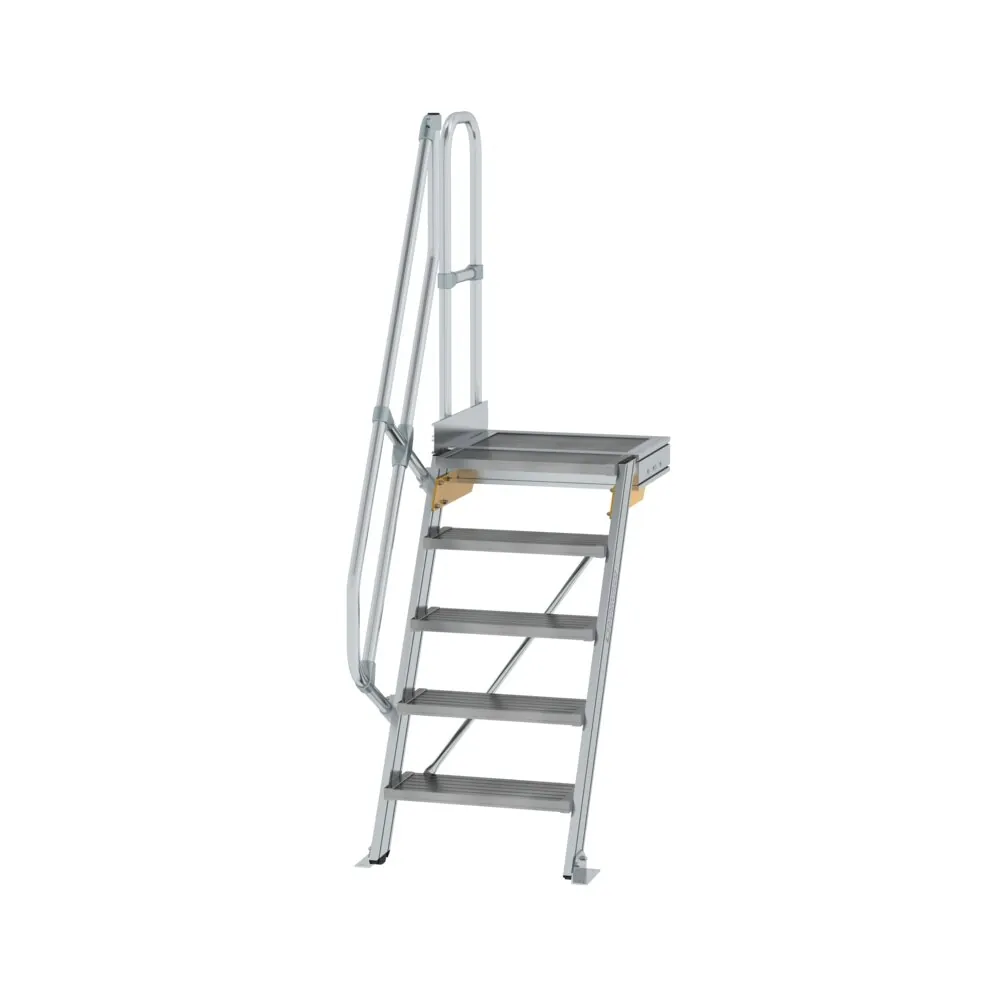 MUNK - Treppe mit Plattform 60° Stufenbreite 600 mm 5 Stufen Aluminium geriffelt