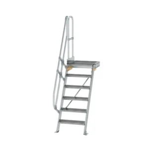 MUNK - Treppe mit Plattform 60° Stufenbreite 600 mm 6 Stufen Aluminium geriffelt