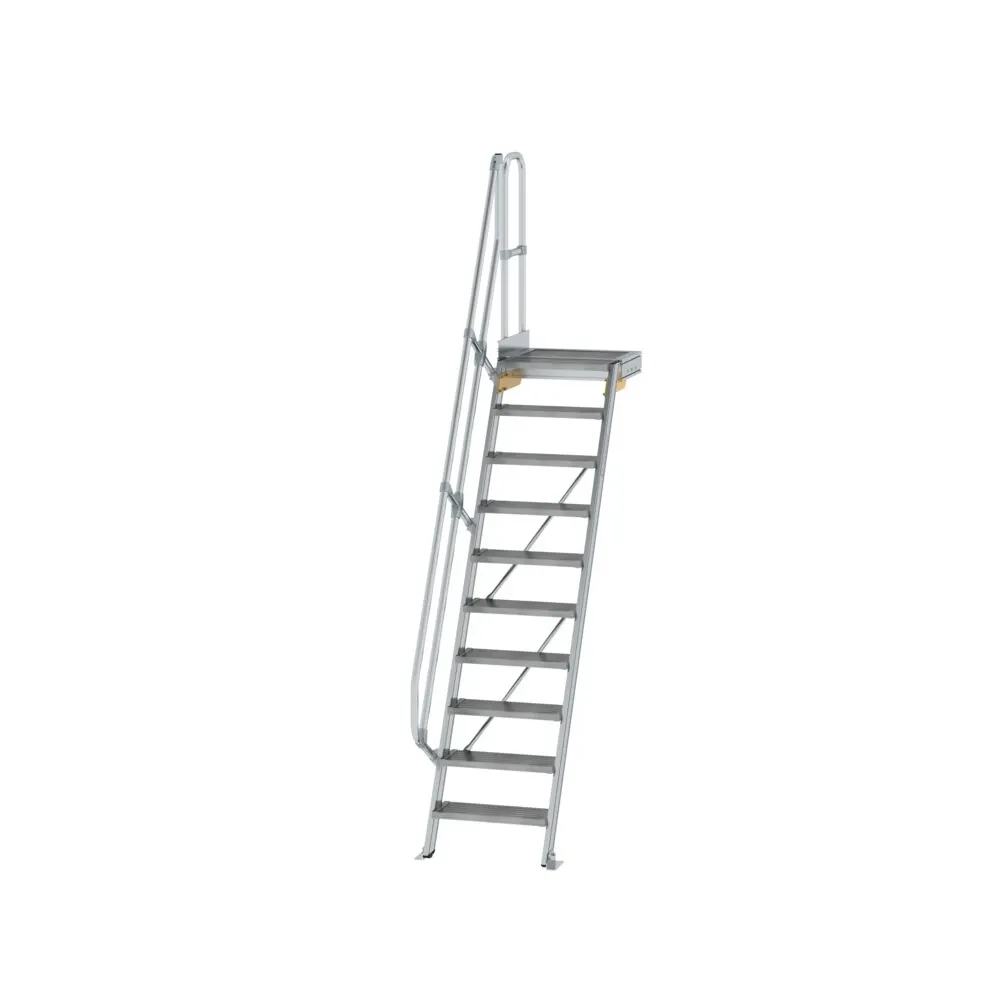 MUNK - Treppe mit Plattform 60° Stufenbreite 600 mm 10 Stufen Aluminium geriffelt