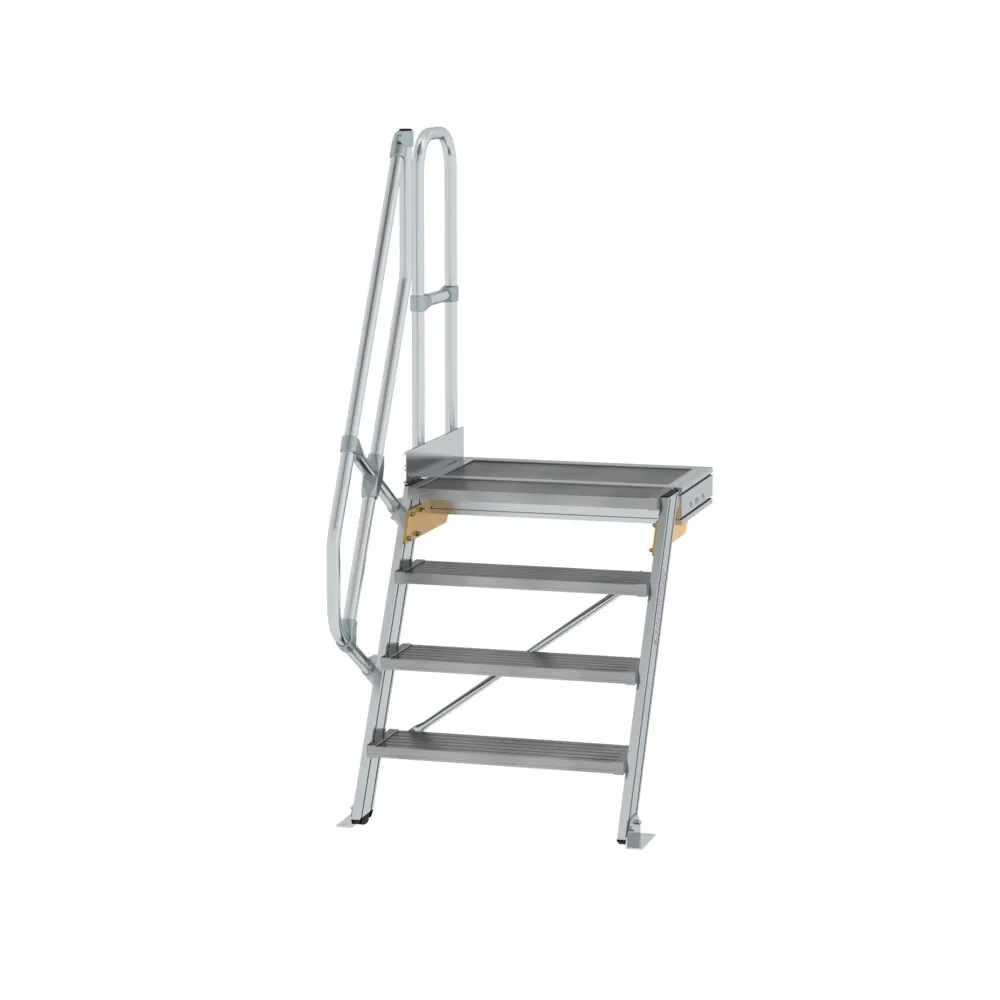 MUNK - Treppe mit Plattform 60° Stufenbreite 800 mm 4 Stufen Aluminium geriffelt