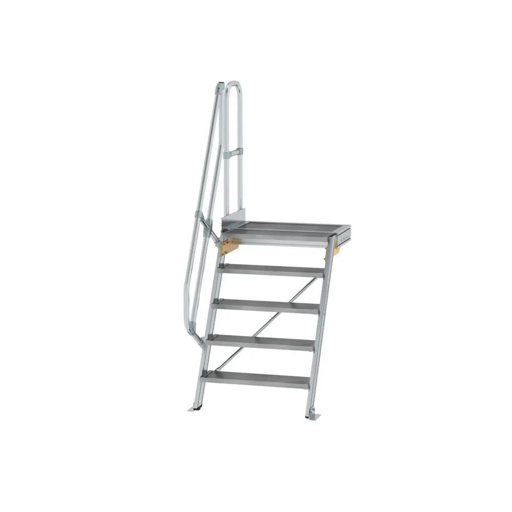 MUNK - Treppe mit Plattform 60° Stufenbreite 800 mm 5 Stufen Aluminium geriffelt