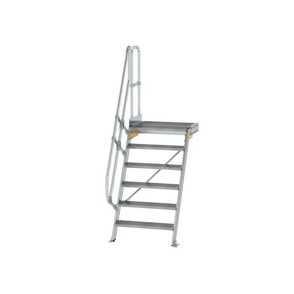 MUNK - Treppe mit Plattform 60° Stufenbreite 800 mm 6 Stufen Aluminium geriffelt