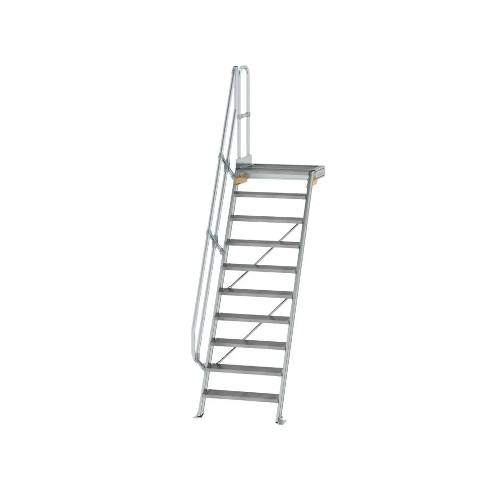 MUNK - Treppe mit Plattform 60° Stufenbreite 800 mm 10 Stufen Aluminium geriffelt