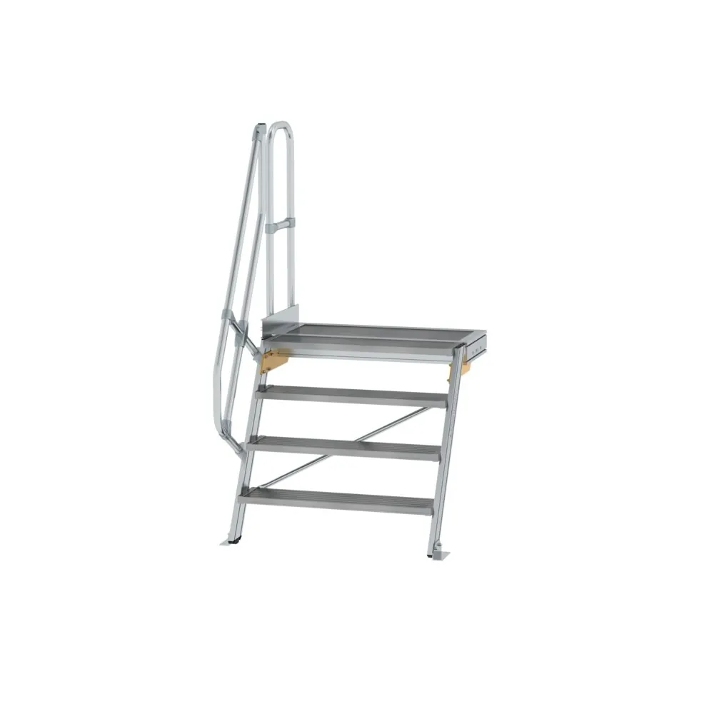 MUNK - Treppe mit Plattform 60° Stufenbreite 1000 mm 4 Stufen Aluminium geriffelt
