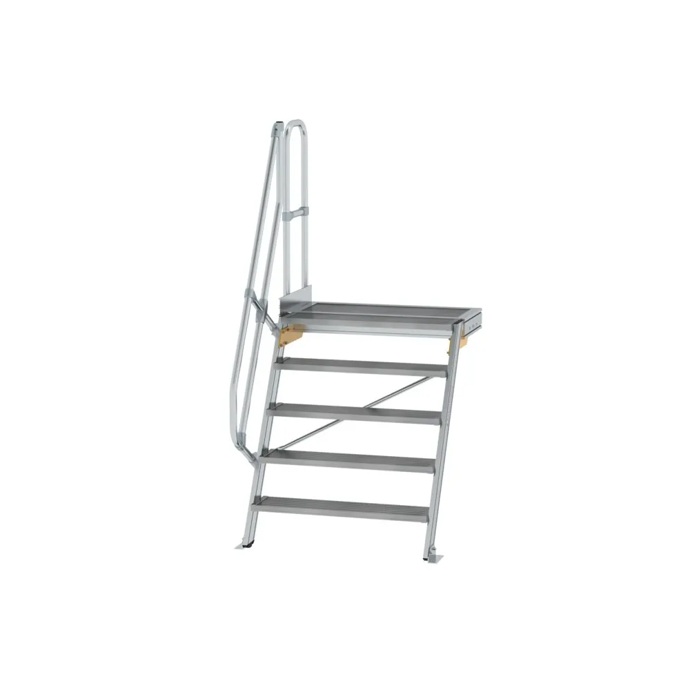 MUNK - Treppe mit Plattform 60° Stufenbreite 1000 mm 5 Stufen Aluminium geriffelt