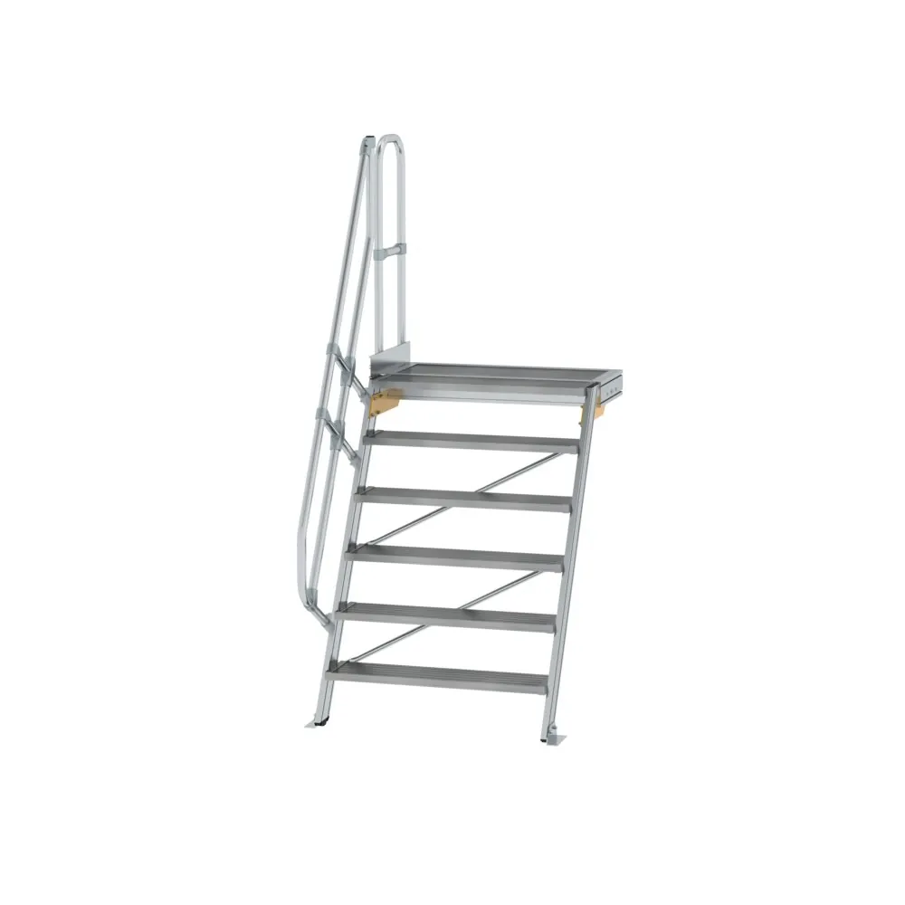MUNK - Treppe mit Plattform 60° Stufenbreite 1000 mm 6 Stufen Aluminium geriffelt