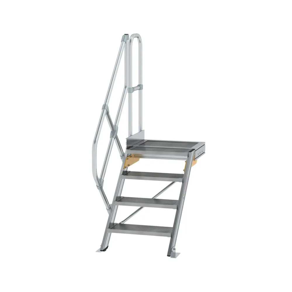 MUNK - Treppe mit Plattform 45° Stufenbreite 600 mm 4 Stufen Aluminium geriffelt